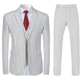 Allthemen Hombres 3-Piece Business Wedding Graduation Formal Striped Slim Suit (Blazer & Pants & Vest)