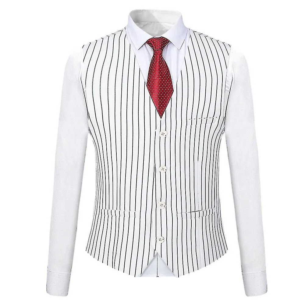 Allthemen Hombres 3-Piece Business Wedding Graduation Formal Striped Slim Suit (Blazer & Pants & Vest)