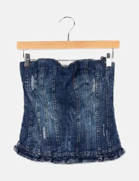 Bershka Corset denim tachas