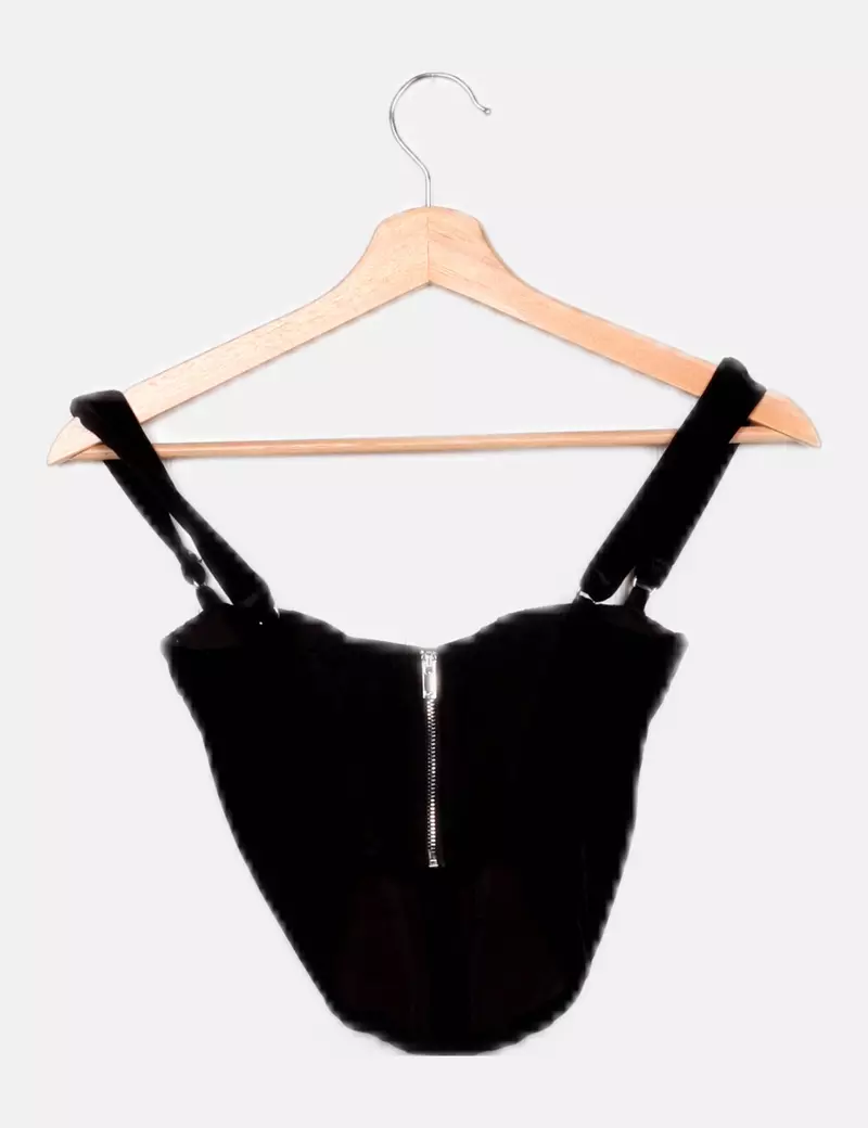 Bershka Corset negro satinado