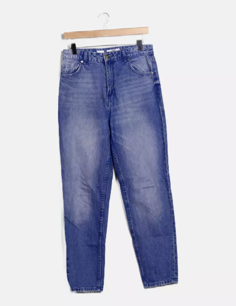 Bershka Pantalón denim azul recto