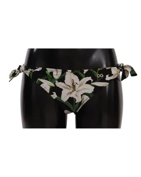 Dolce & Gabbana Lily Print Drawstring Bikini Bottom