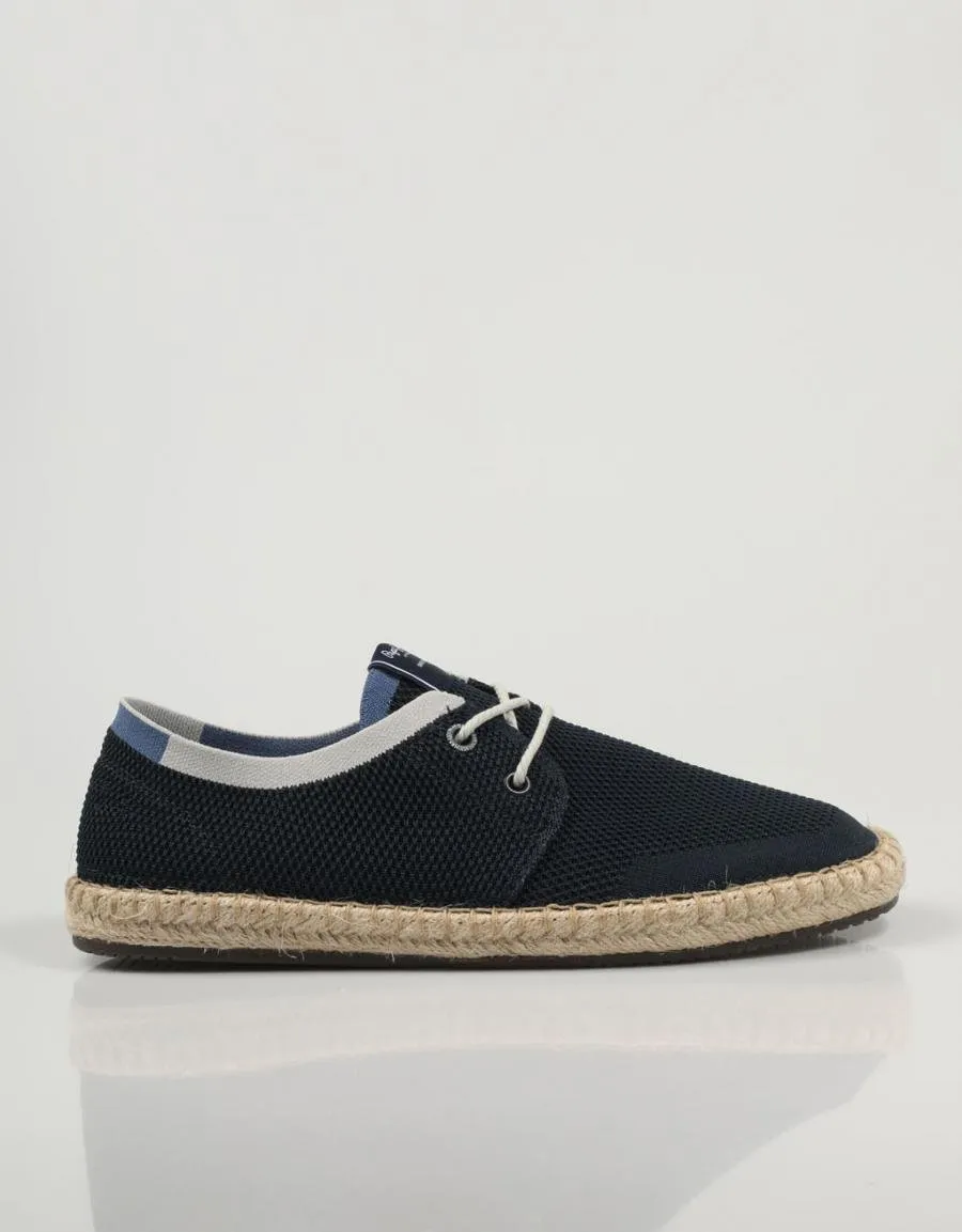  espadrilles PEPE JEANS Tourist Laces Up Knit - Pms10300 en Bleu marine 78413