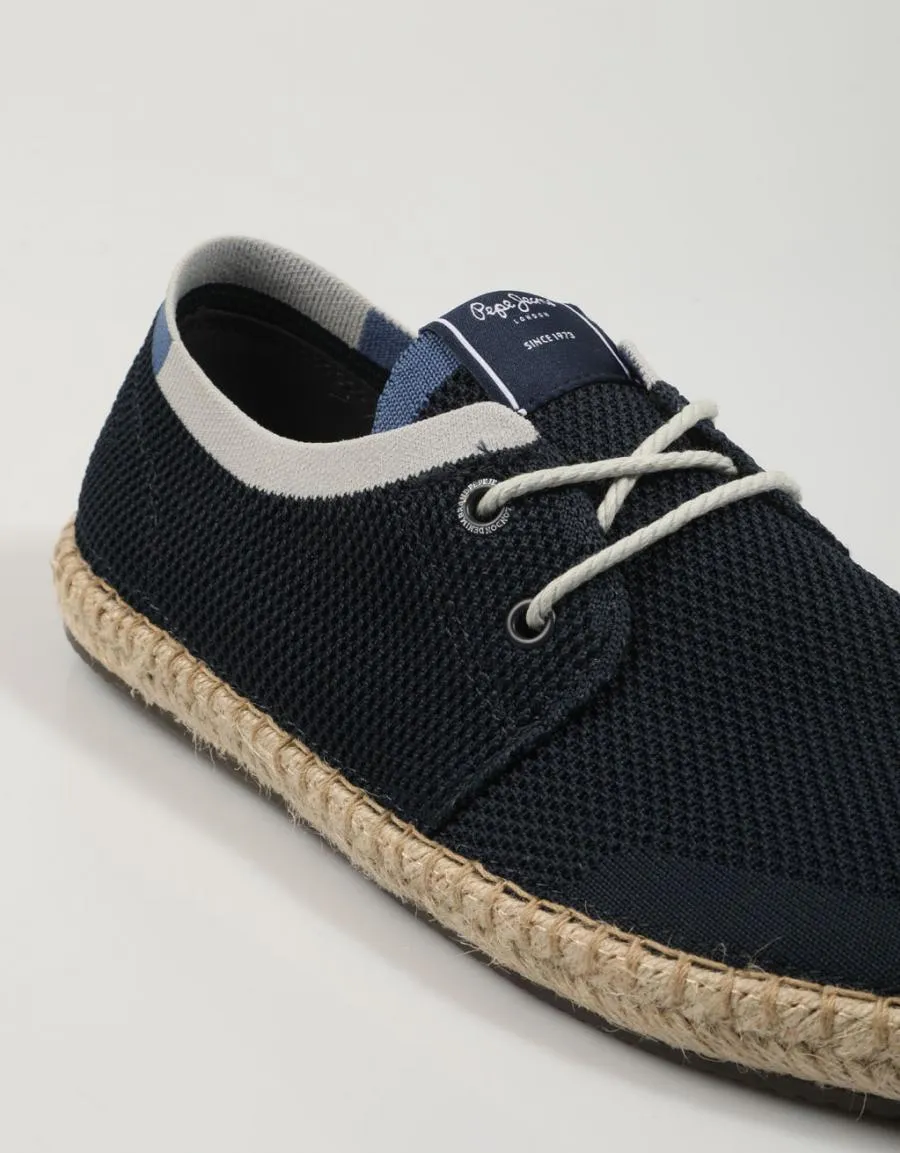  espadrilles PEPE JEANS Tourist Laces Up Knit - Pms10300 en Bleu marine 78413