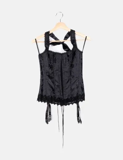 Frederick's Corset negro encaje