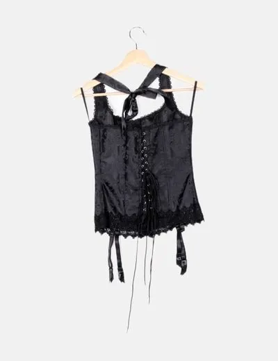 Frederick's Corset negro encaje