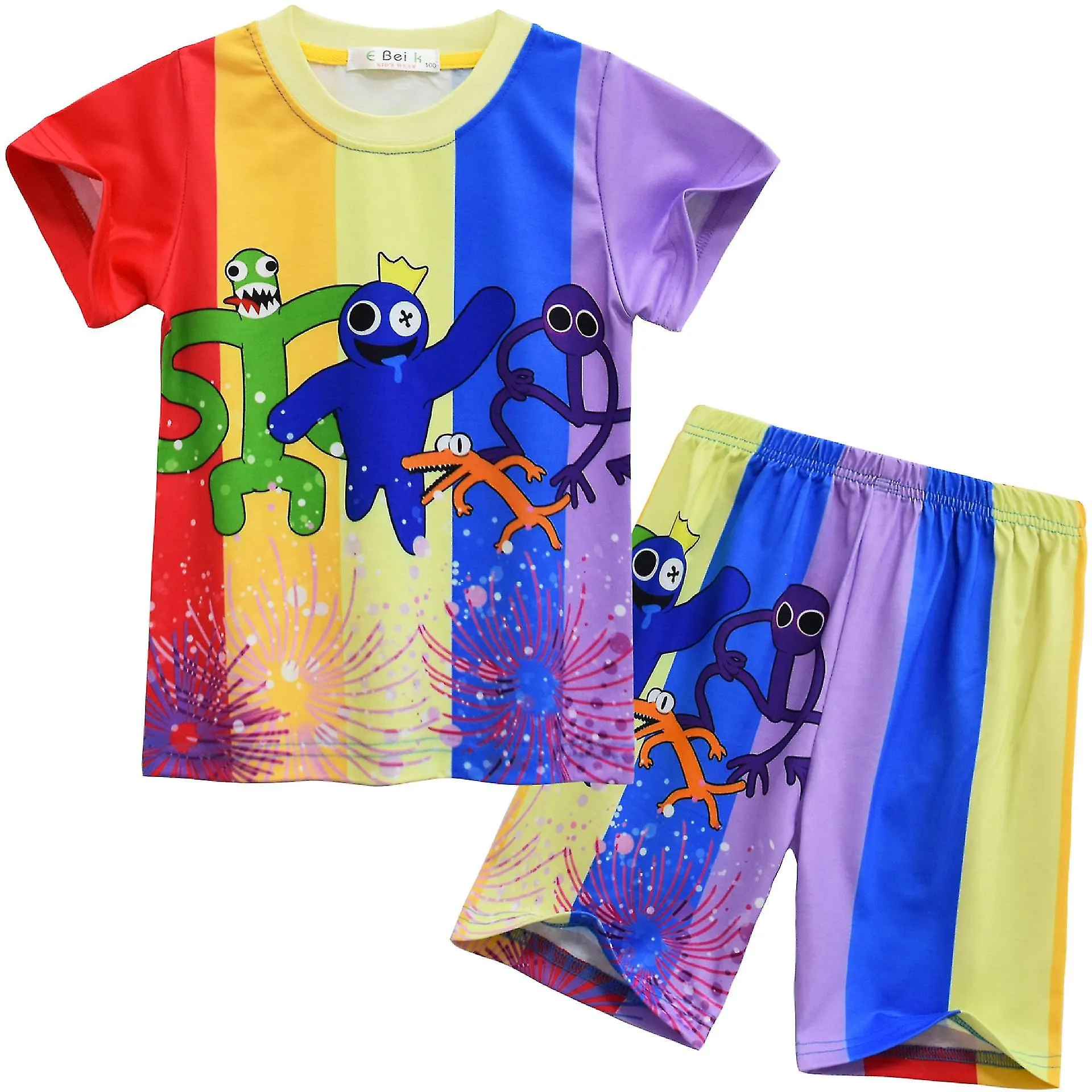 Halloween Christmas 2023 New Game Roblox Rainbow Friend Rainbow Friend Costume Children's Short Sleeve Suit