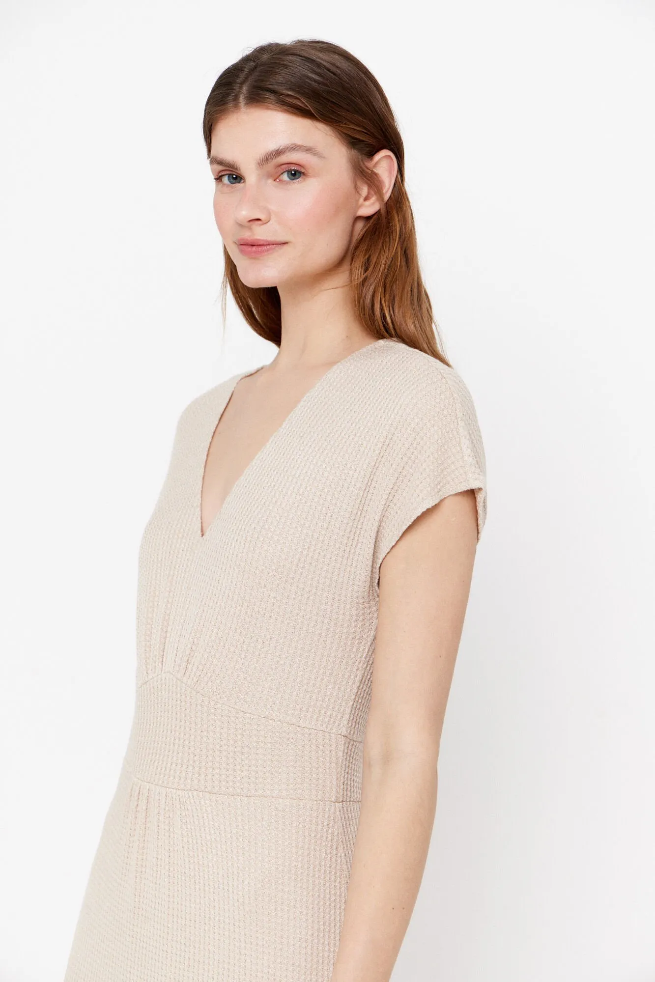 Jersey-knit dress with lurex detail