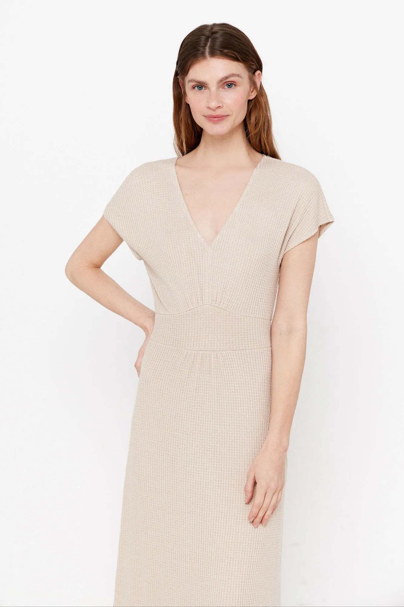 Jersey-knit dress with lurex detail