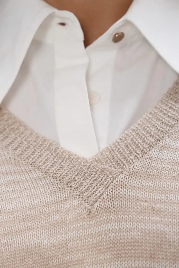 Jersey Nagano - Wool V-Neck - Sand Marl