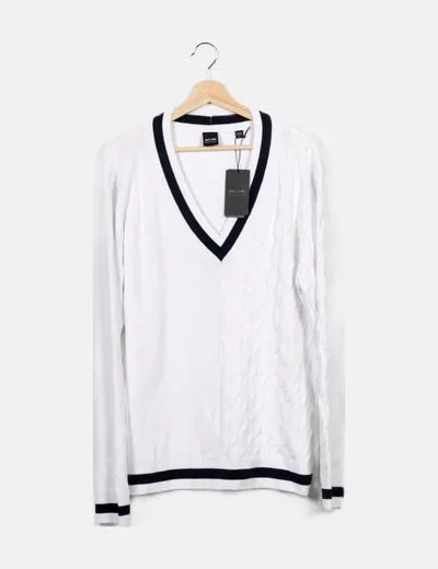 ONLY & SONS Jersey blanco escote pìco