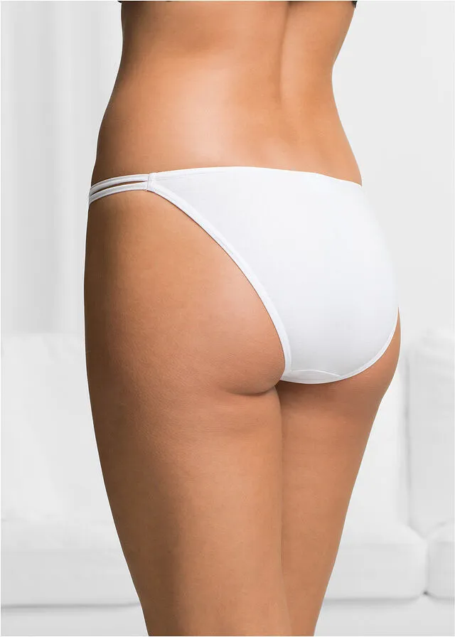 Pack de 6 bragas tipo bikini negro+blanco+plata mate