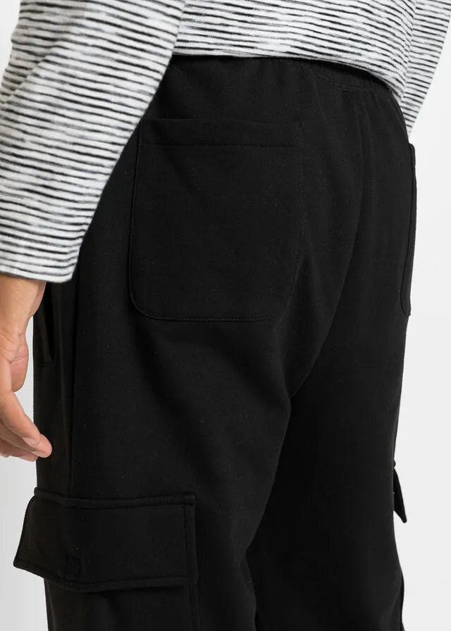 Pantalón de chándal con bolsillos tipo cargo y corte holgado Negro