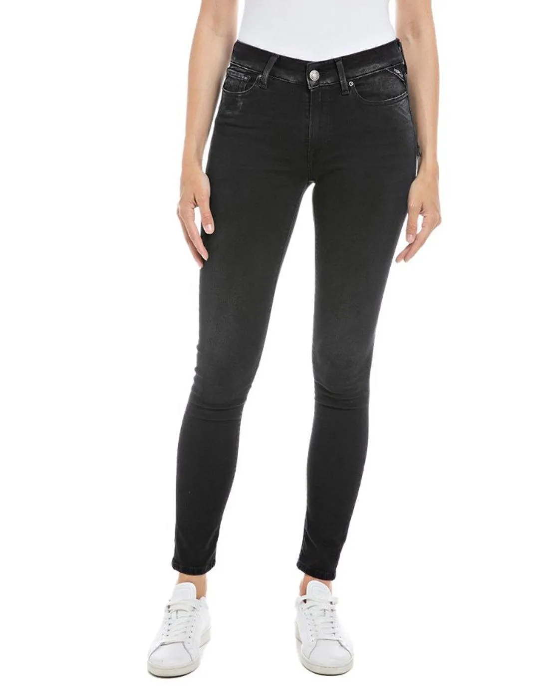 Pantalón vaquero Replay Hyperflex negro skinny para mujer