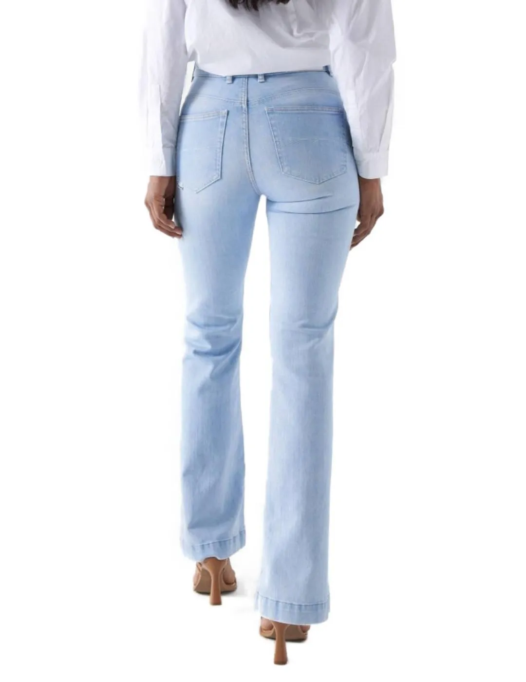 Pantalón vaquero Salsa Faith azul push in flare de mujer