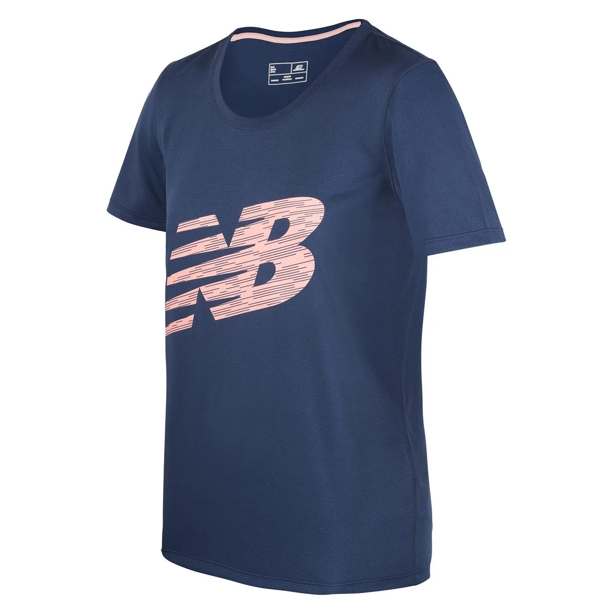 Polera Running Niña New Balance Short Sleeve Logo NB Azul Marino