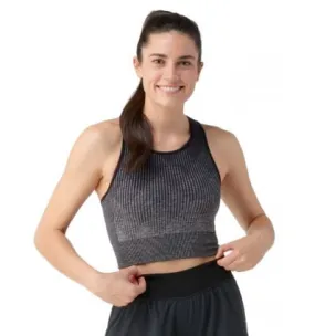 Smartwool Sujetador de mujer Intraknit Crop Bra BLACK HEATHER ( NEGRO)