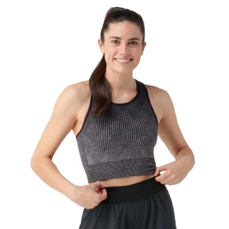 Smartwool Sujetador de mujer Intraknit Crop Bra BLACK HEATHER ( NEGRO)