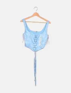 Stradivarius Corset azul combinado