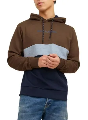 Sudadera Jack and Jones Reid Block Marrón Hombre