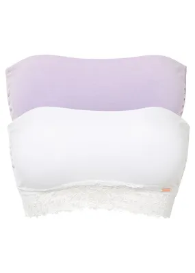 Sujetador bandeau de Feel Comfort con algodón orgánico (2 unidades) Morado-blanco