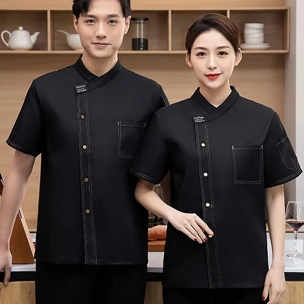 Unisex Chef Restaurant Jacket Short Sleeve Chef Coat Men Women Kitchen Wear Bakery Waiter Uniform