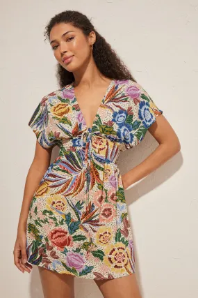 Vestido corto estampado tropical