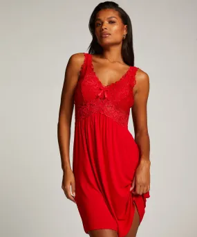 Vestido lencero Nora Lace - Rojo