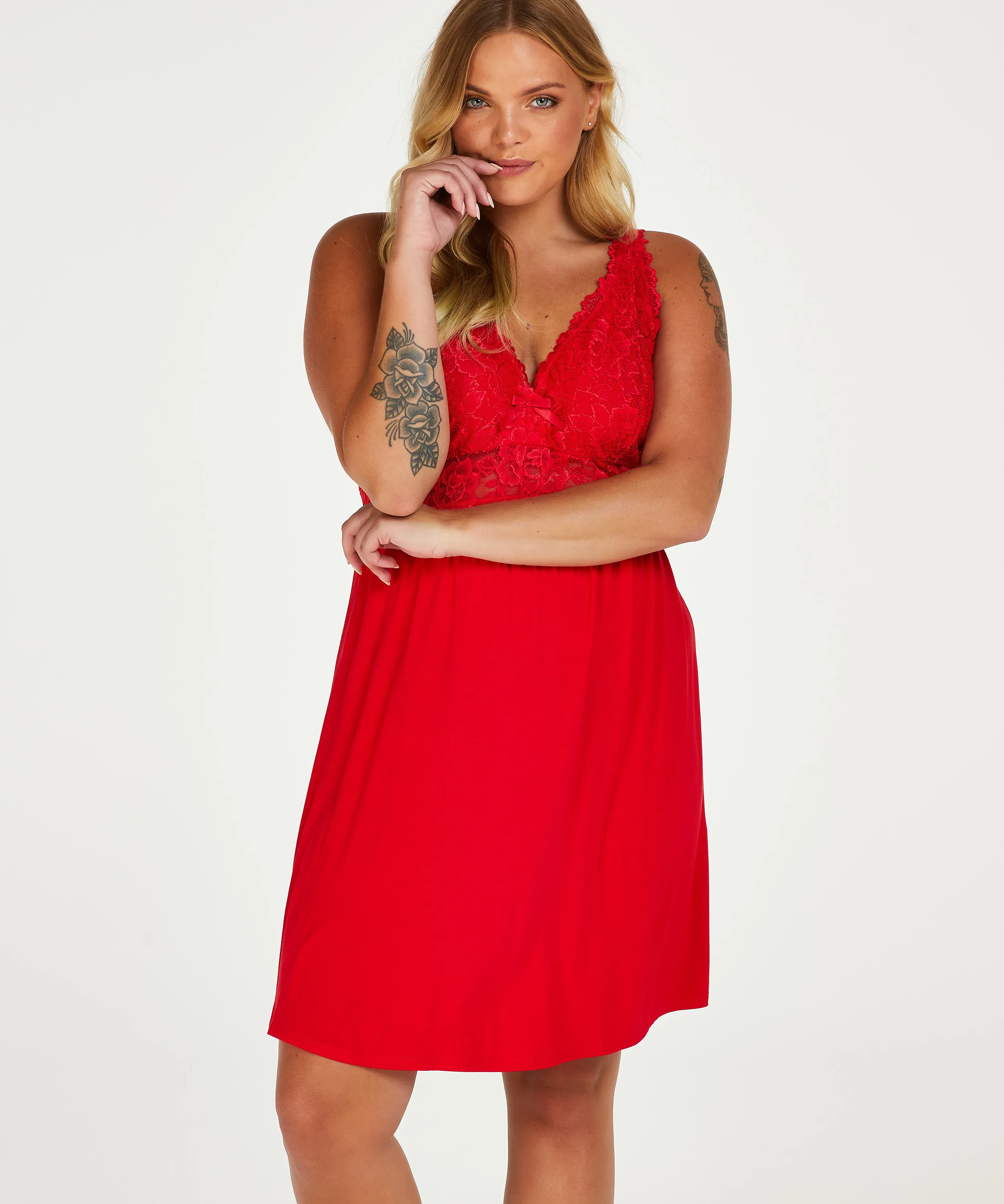 Vestido lencero Nora Lace - Rojo