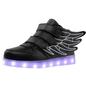 Wings Led Light Up Shoes Flashing Rechargeable Sneakers For Kids 25 Black