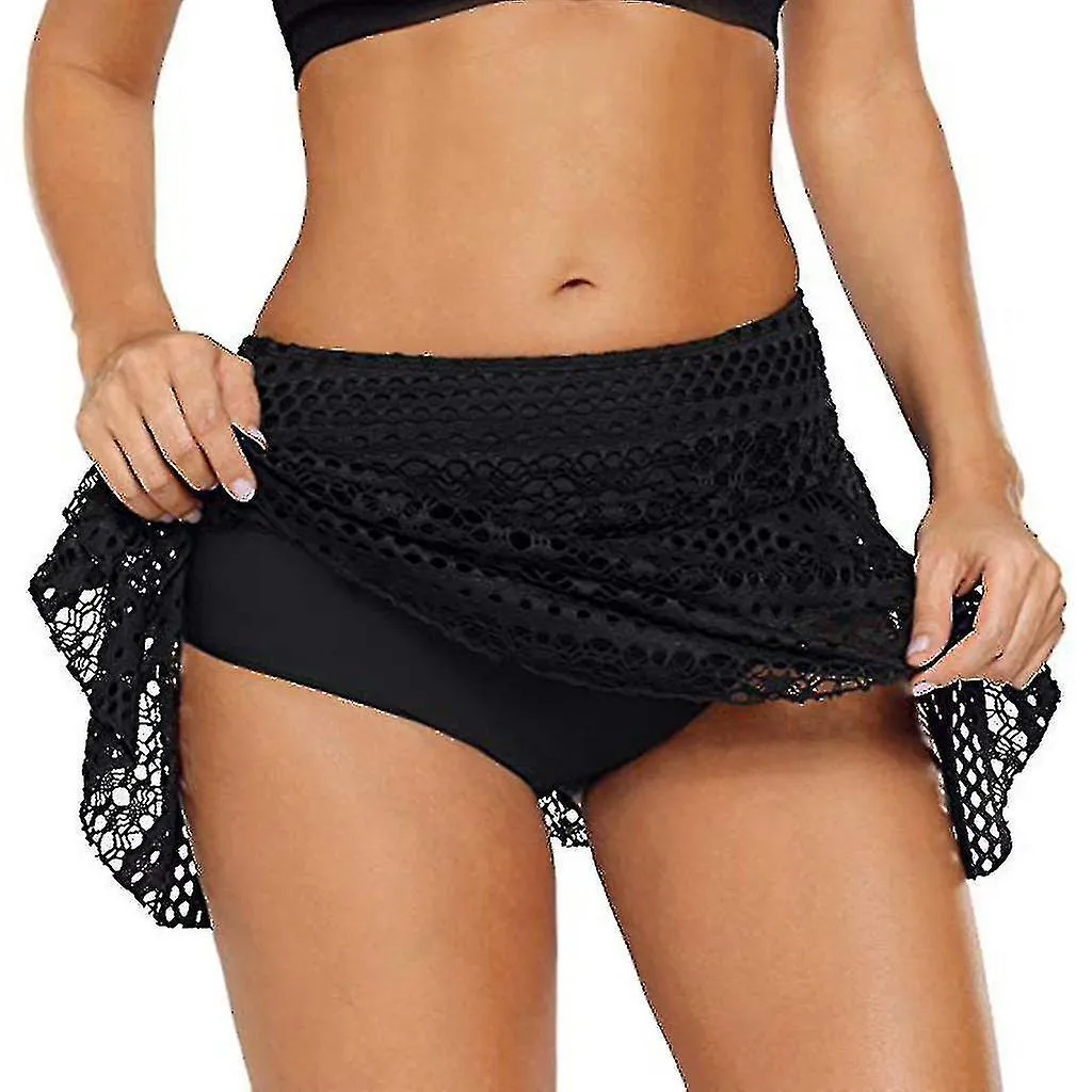 Women's Lace Crochet Skirted Bikini Bottom Swimsuit-yvan