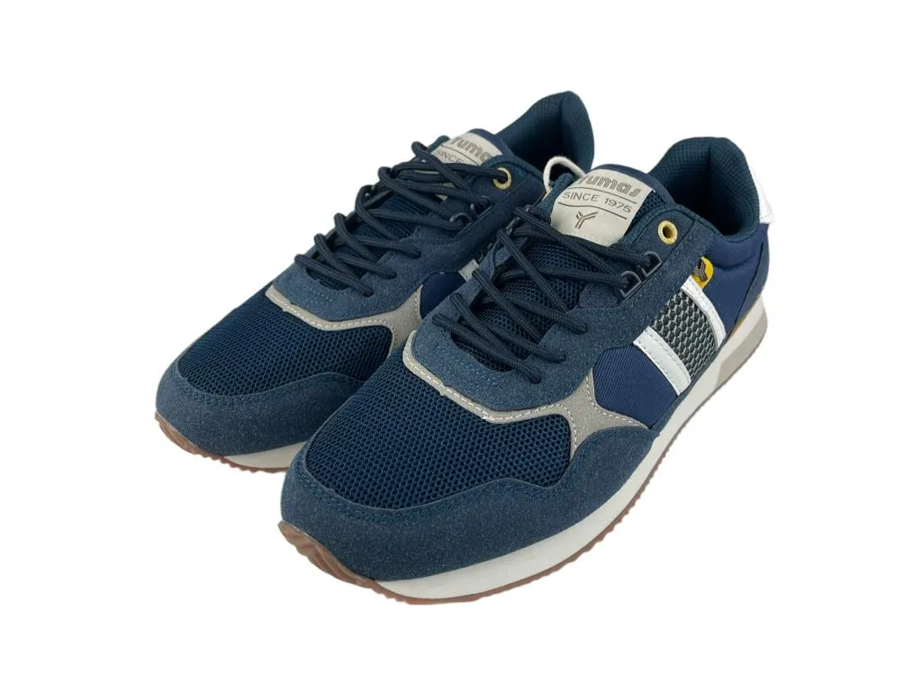 Yumas | Sneakers hombre azul amarillo eco-serraje nylon Xátiva