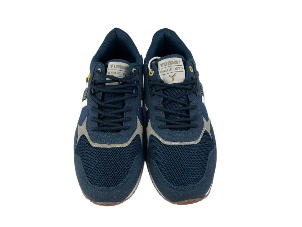 Yumas | Sneakers hombre azul amarillo eco-serraje nylon Xátiva