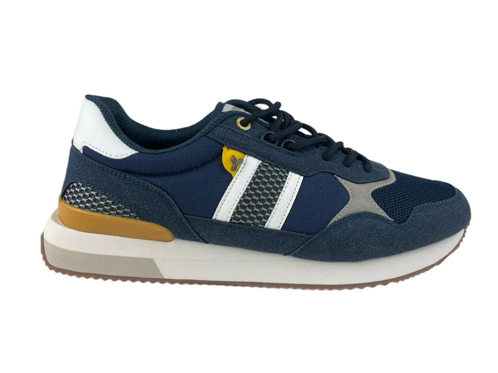 Yumas | Sneakers hombre azul amarillo eco-serraje nylon Xátiva